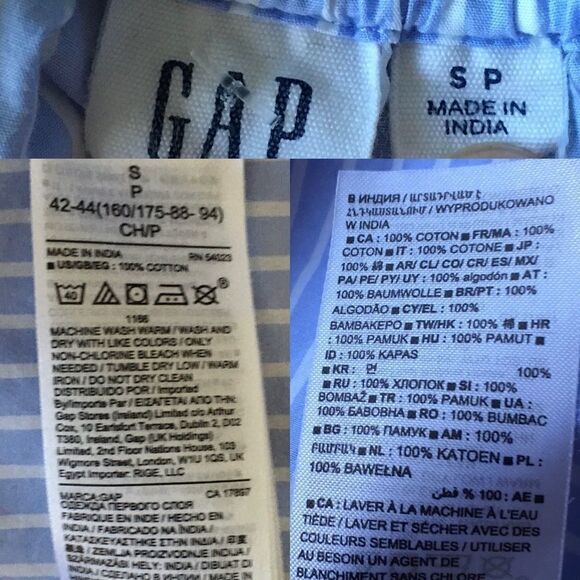 GAP Cotton Oversized Striped Off Shoulder Blouse Blue White S - Picture 7 of 7